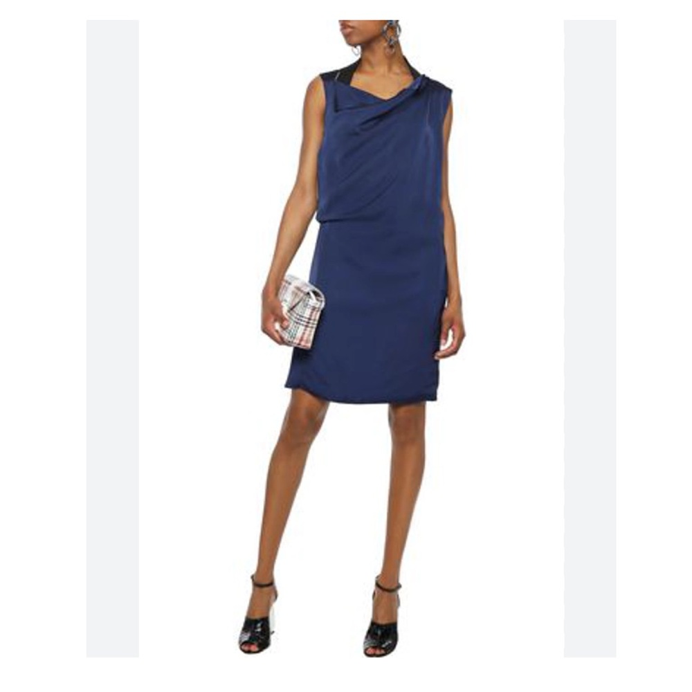 Acne Studios Rebecca Gathered Satin Mini Dress In Royal Blue